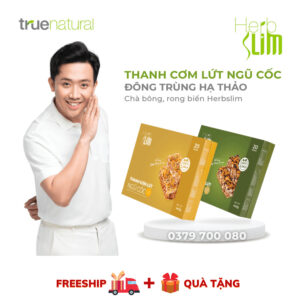 thanh cơm lứt ngũ cốc đông trùng hạ thảo herbslim true nautral trấn thành