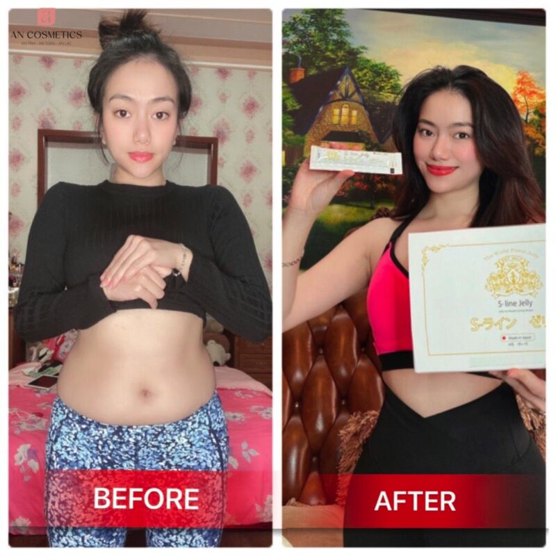 trước và sau khi sử dụng Thạch giảm cân sline Jelly nhật bản 3