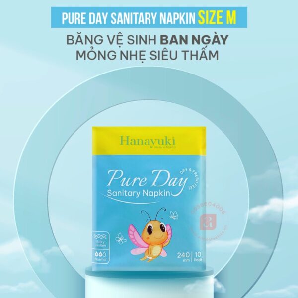 Băng vệ sinh ban ngày Hanayuki Pure Day Sanitary Napkin 10 miếng có cánh 2