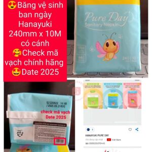 Băng vệ sinh ban ngày Hanayuki Pure Day Sanitary Napkin 10 miếng có cánh 6