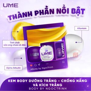 thành phần nổi bật kem body dưỡng thể trắng da toàn thân ume ngọc trinh - hộp màu tím đậm 4