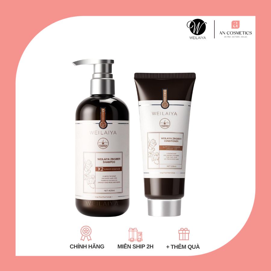 Bộ Gội Xả Gừng Hà Thủ Ô Weilaiya Zingiber Shampoo & Conditioner Set