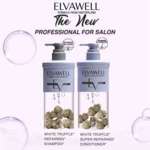 Cặp gội xả phục hồi hư tổn siêu suôn mượt Elvawell White Truffle Repairing Sampoo & Conditioner 2