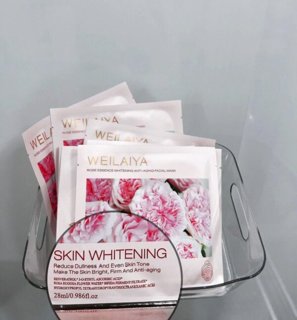 Mặt nạ trắng da hồng vạn cánh Weilaiya (Hộp 10 miếng) - Weilaiya Rose Essence Whitening Anti-aging Facial Mask 11