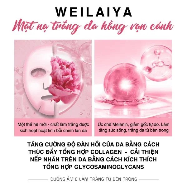 Mặt nạ trắng da hồng vạn cánh Weilaiya (Hộp 10 miếng) - Weilaiya Rose Essence Whitening Anti-aging Facial Mask 6