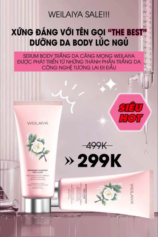 Sữa dưỡng thể trắng da hoa trà Weilaiya body lotion 6