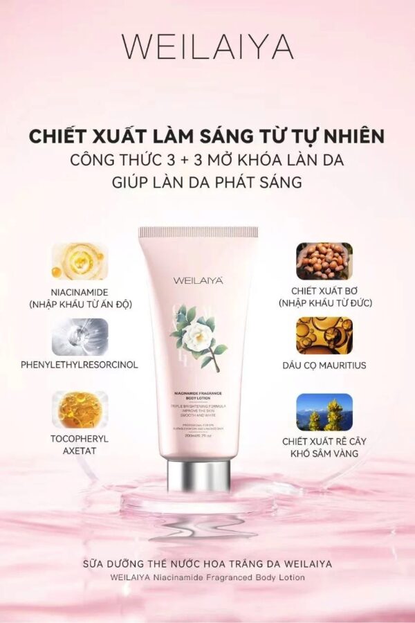 Sữa dưỡng thể trắng da hoa trà Weilaiya body lotion 7