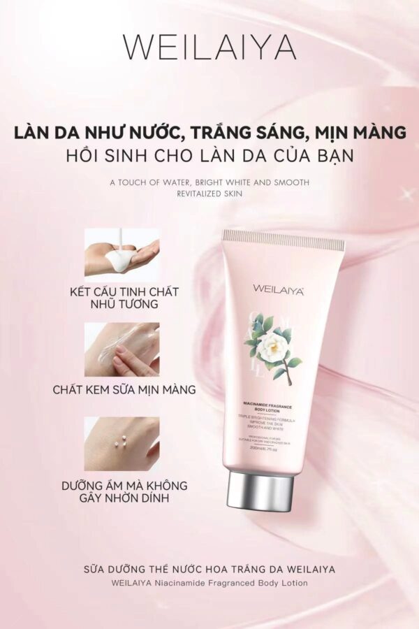 Sữa dưỡng thể trắng da hoa trà Weilaiya body lotion 9