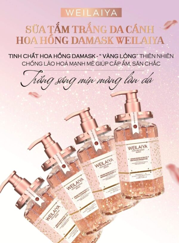 Sữa tắm trắng da cánh hoa hồng Damask Weilaiya Grand Rose Extracts Whitening Shower Gel 450ml 5