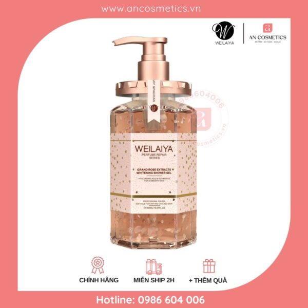 Sữa tắm trắng da cánh hoa hồng Damask Weilaiya Grand Rose Extracts Whitening Shower Gel 450ml