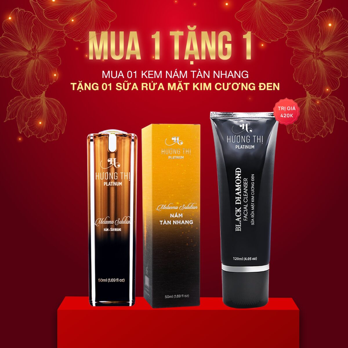 (Tặng 1 Sữa Rưa Mặt Kim Cương Đen) Kem chữa nám, tàn nhang Hương Thị (Chai 50ml) - Bay nám sau 4 tuần KM