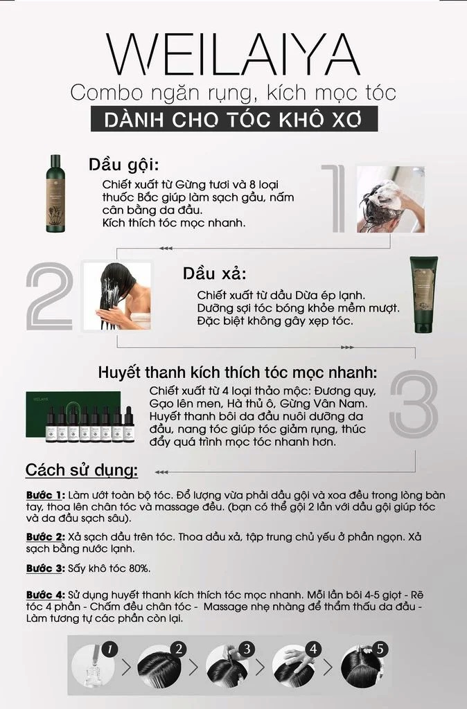 hướng dẫn sử dụng cặp gội xả gừng hà thủ ô Weilaiya Zingiber 1