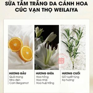 Sữa tắm trắng da cánh hoa cúc vạn thọ Weilaiya 450ml (7)